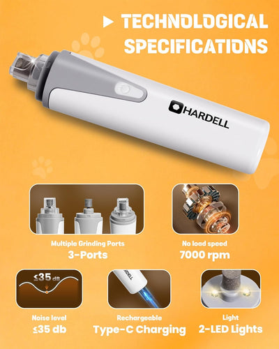 HARDELL HD250207 Dog Nail Grinder with 2 LED Lights & Dog Nail Clipper - Hardell