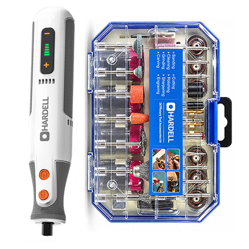 HARDELL 8V White Pro Rotary Set with Caliper, Engraver & 287pc Kit