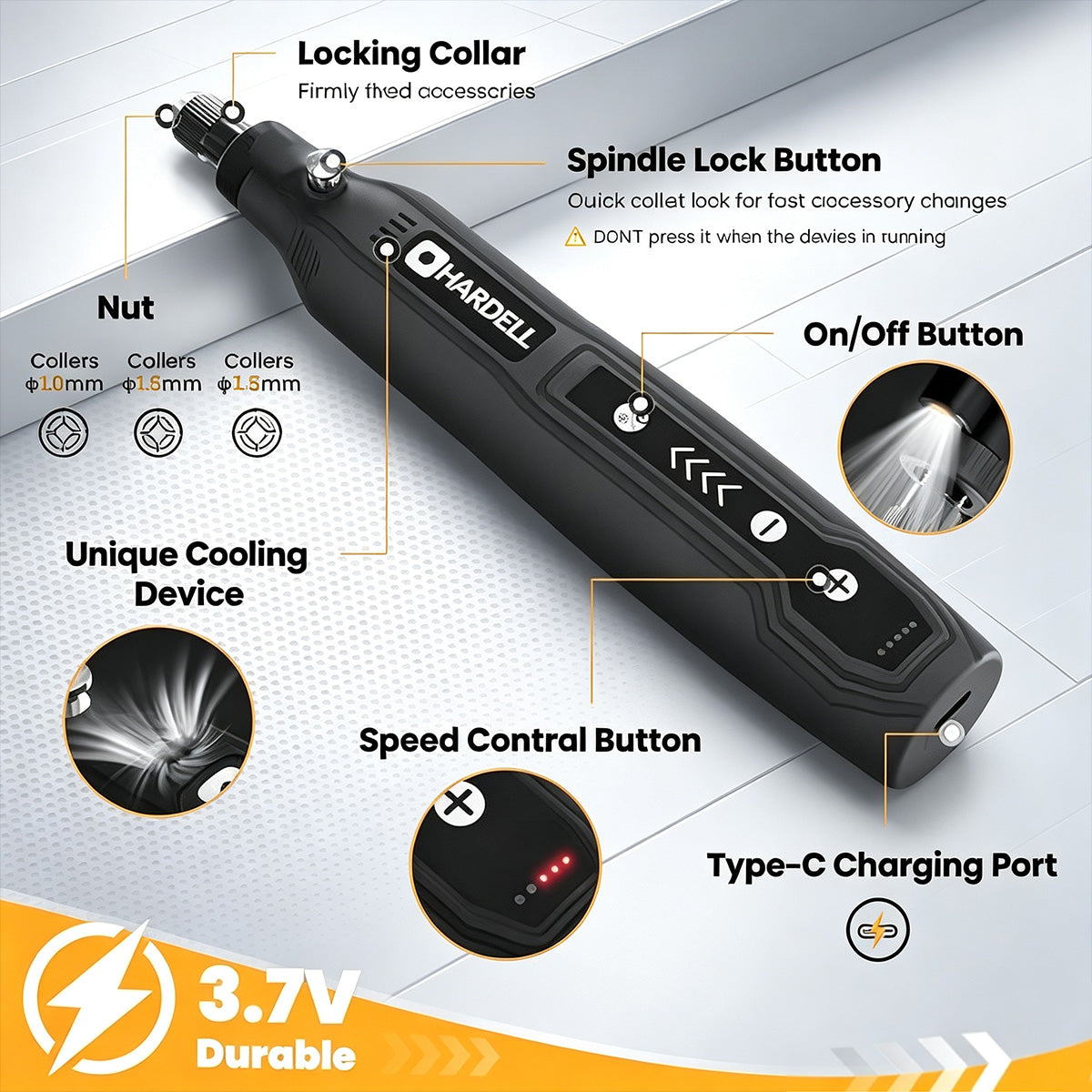 HARDELL Black Essential 71pcs Cordless Rotary Kit