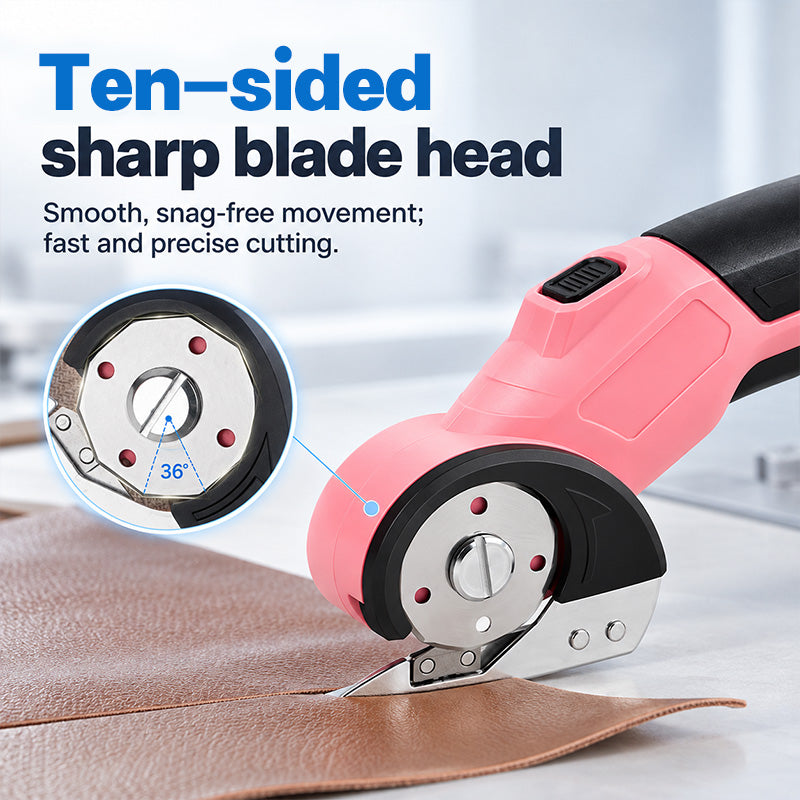 HARDELL Pink Cordless Electric Scissors for Fabric, Cardboard & Leather