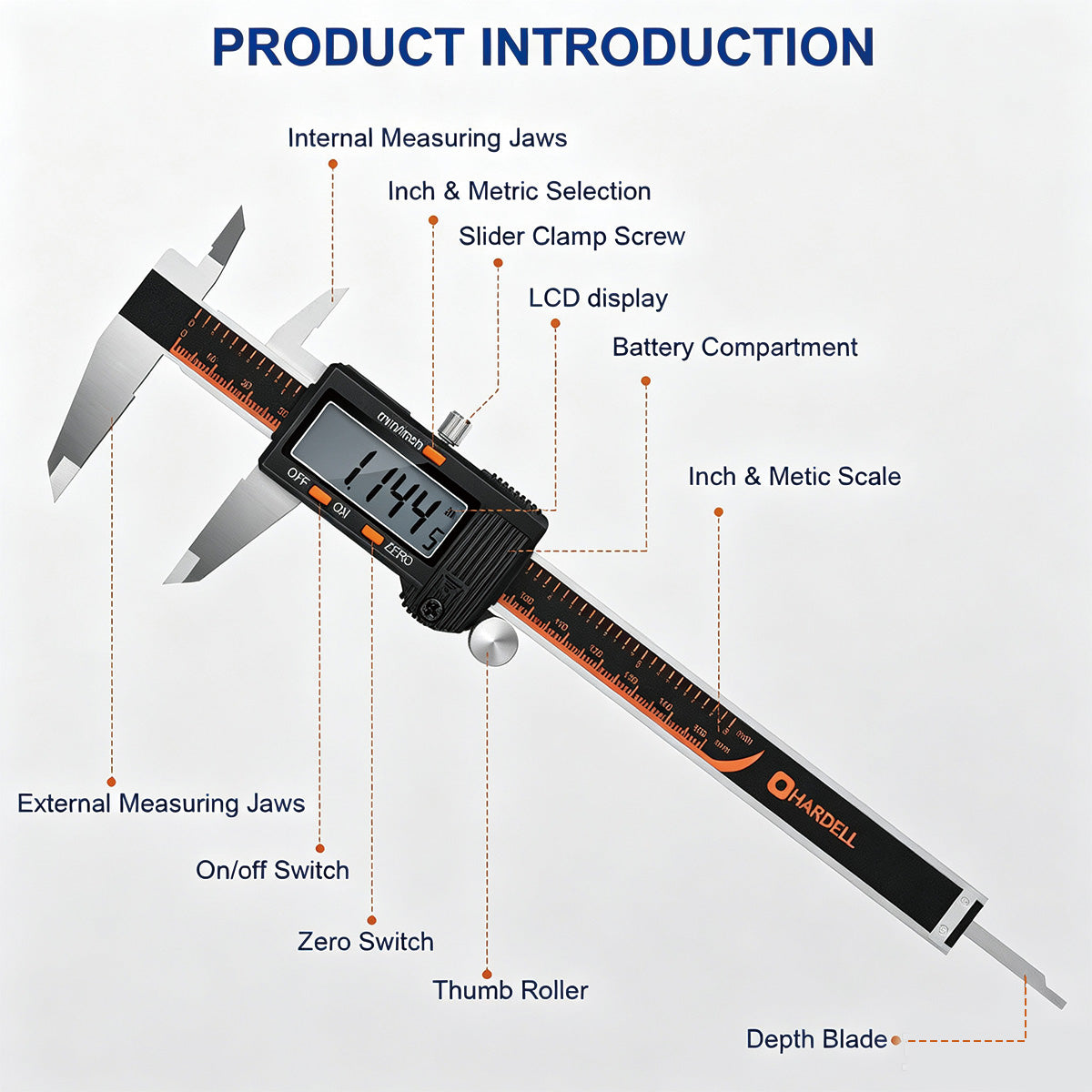 HARDELL Silver Essential 6in Digital Caliper with LCD