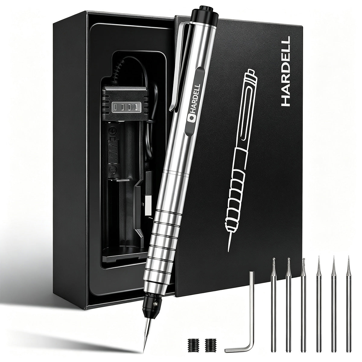 HARDELL Silver Essential 37000RPM Cordless Engraving Pen