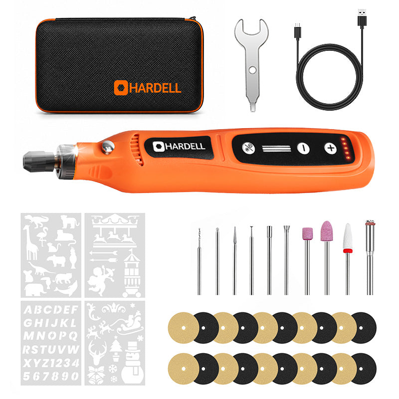 HARDELL Orange White Advanced 30pcs Cordless Rotary Tool