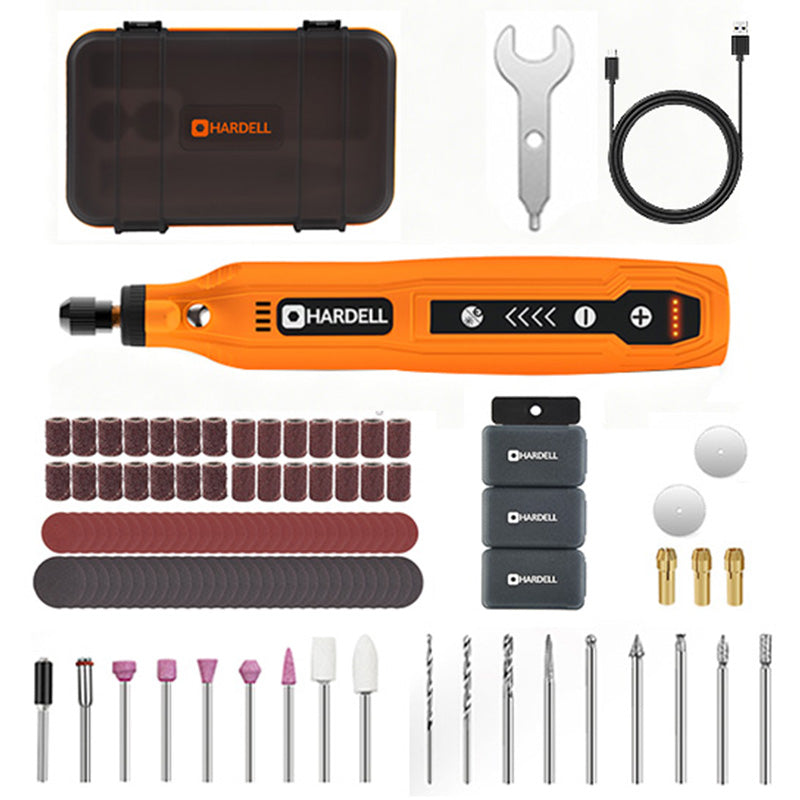 HARDELL Orange 4V Rotary Tool Set with Caliper, Engraver & 287pc Kit