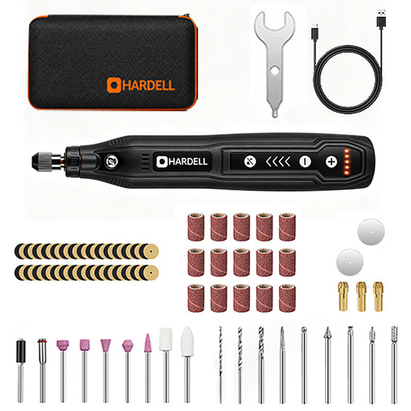 HARDELL 4V Black Rotary Tool Set with Caliper, Engraver & 287pc Kit