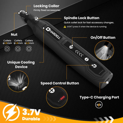 5 - Speed 4V Mini Cordless Rotary Tool Kit with Accessories - Hardell