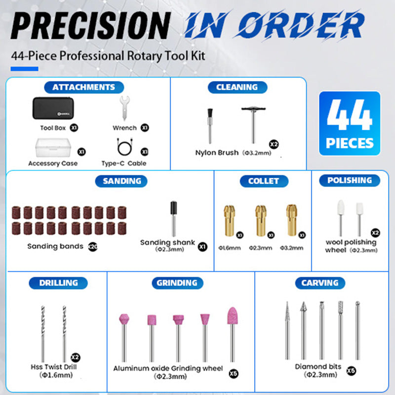 HARDELL Pink Starter 44pcs Cordless Rotary Kit