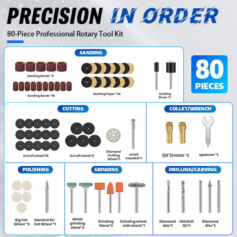 HARDELL Grey Pro 80pcs Cordless Rotary System