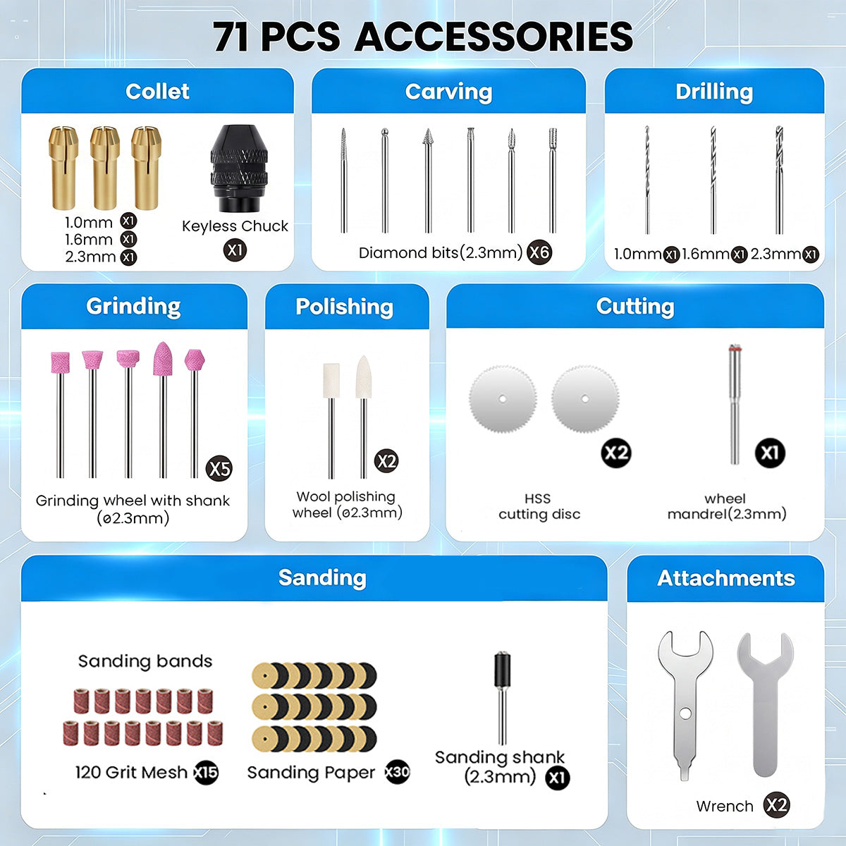 HARDELL Orange Essential 71pcs Cordless Rotary Kit