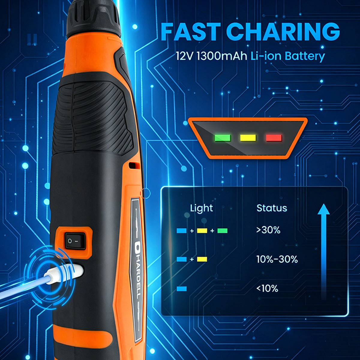 HARDELL Black Orange Advanced 94pcs Rotary Tool Kit