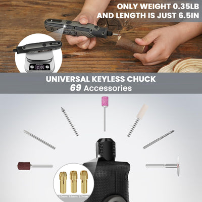 5 - Speed 4V Mini Cordless Rotary Tool Kit with Accessories - Hardell