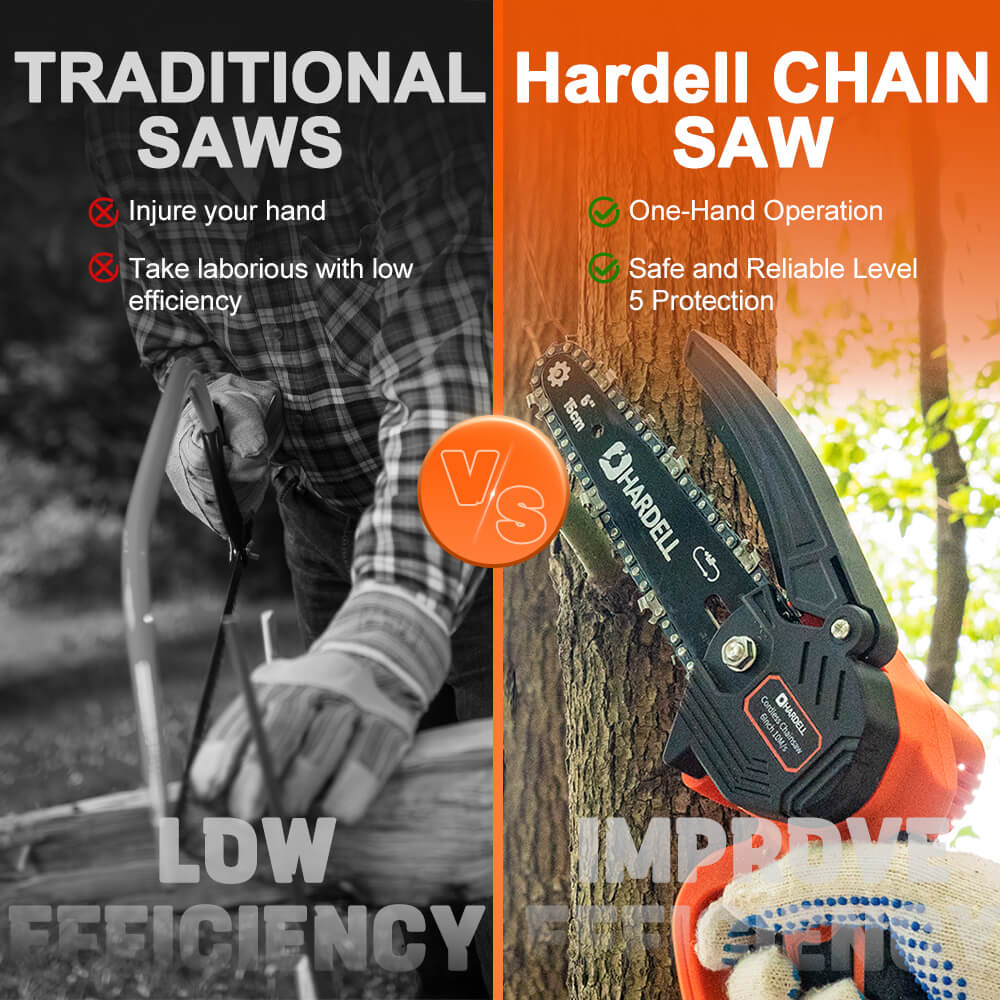 advantage of HDCS0202 Mini Chainsaw 6 Inch Cordless - Hardell