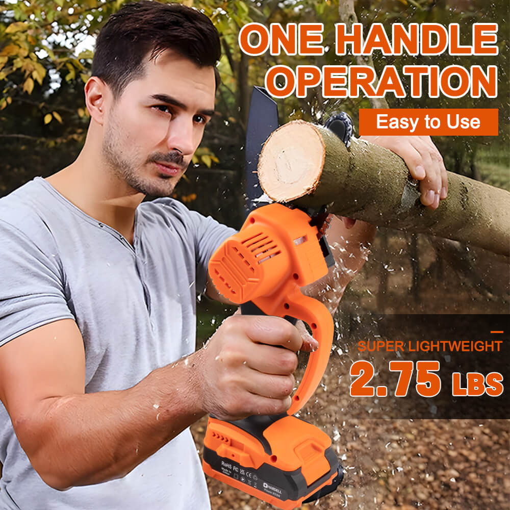 use of HDCS0202 Mini Chainsaw 6 Inch Cordless - Hardell