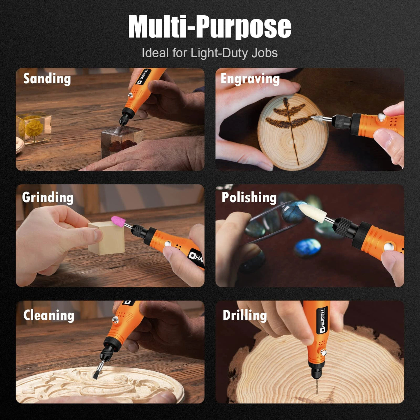 use of HARDELL HDTB2280 4V Cordless Rotary Tool - Hardell