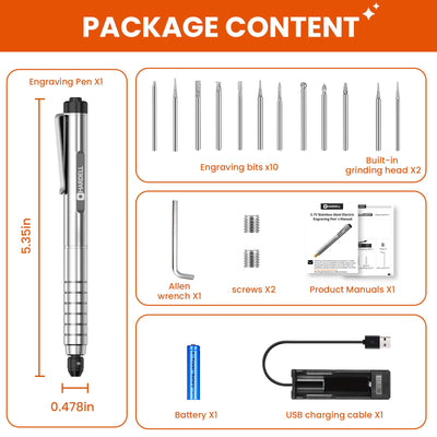 Rechargeable Mini Engraving Pen with Rotating Grinding Heads - Hardell