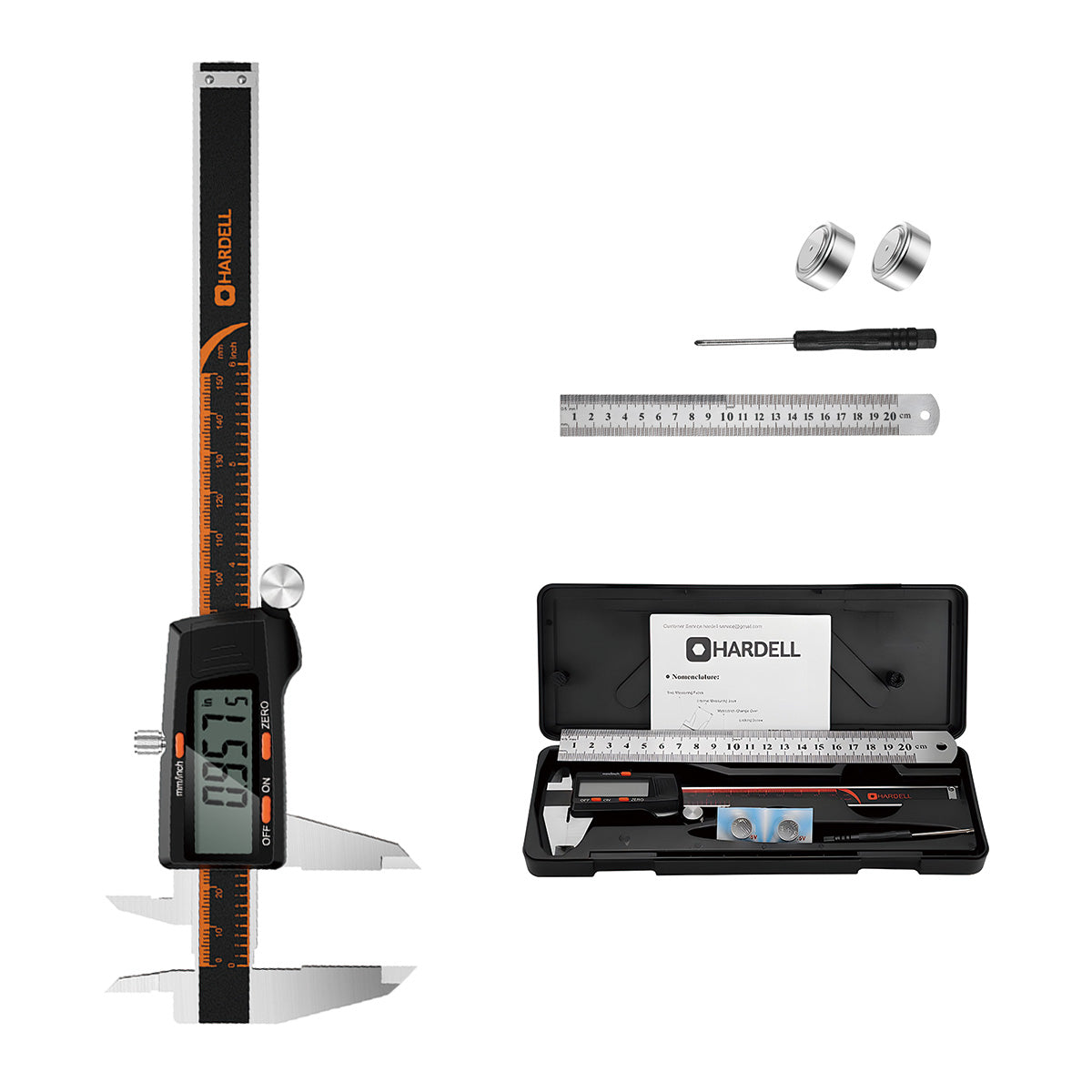 HARDELL 6" Digital Caliper, Large LCD Measuring Tool