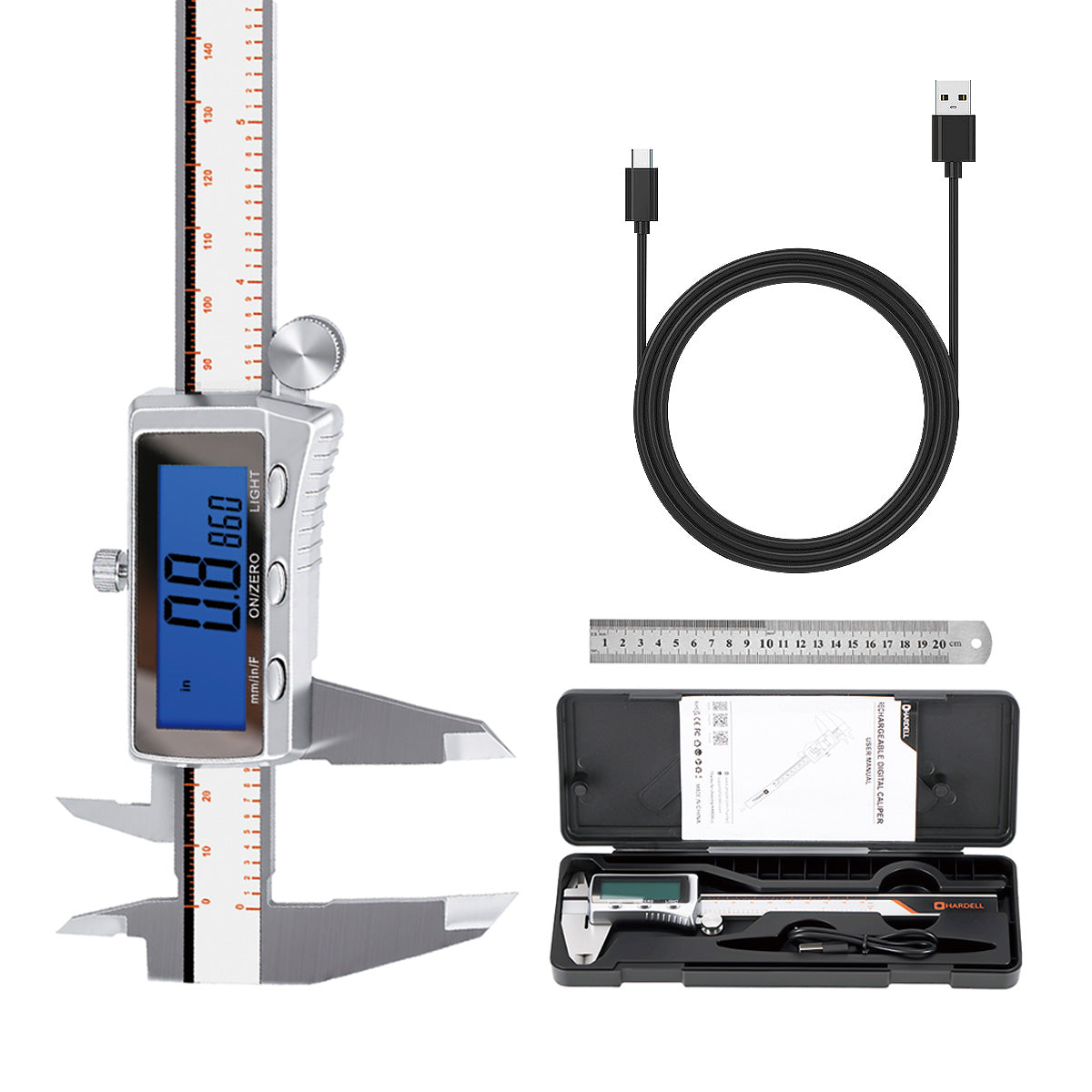 HARDELL Metal Advanced 6in Rechargeable Digital Caliper
