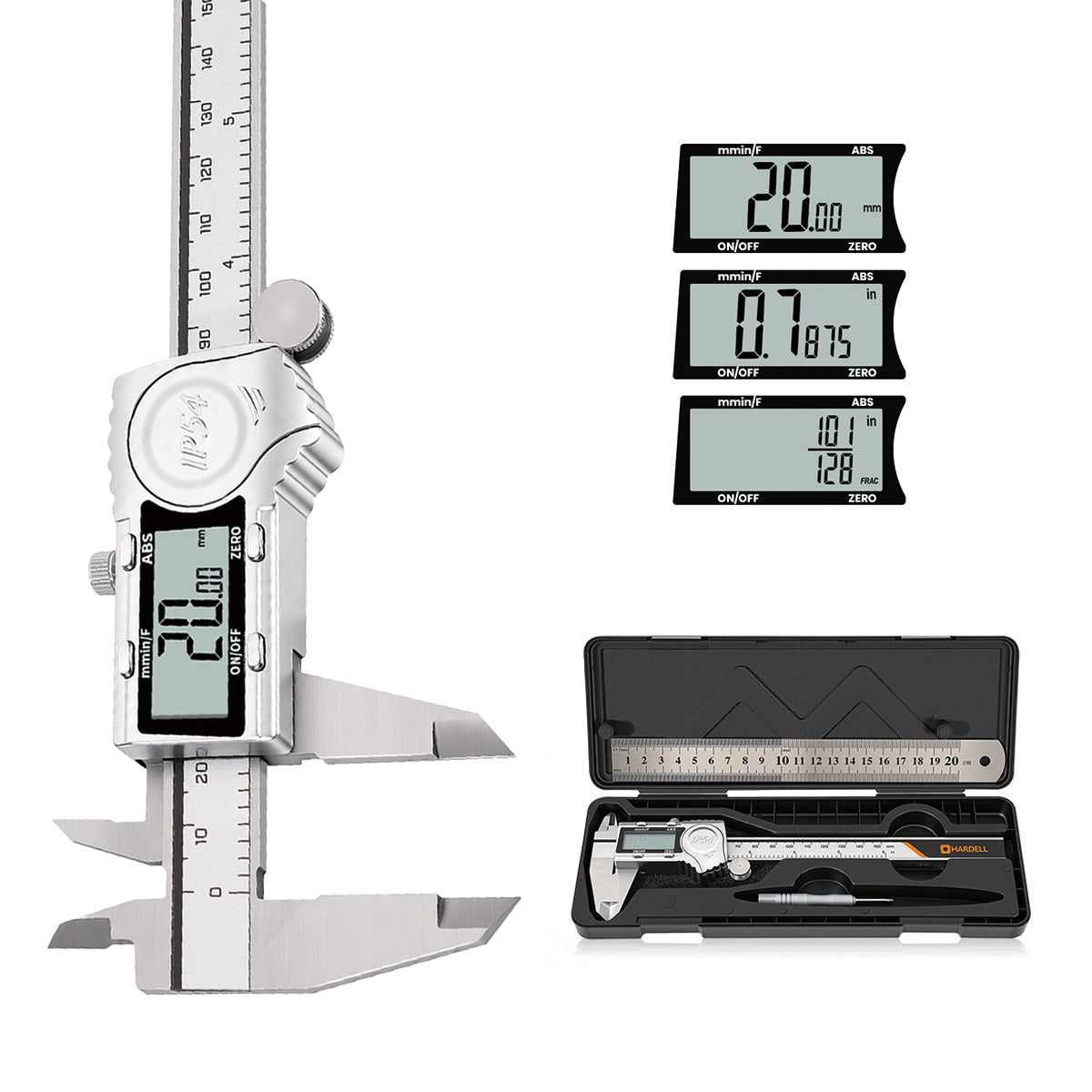 HARDELL 6" IP54 Digital Caliper – ABS Mode, All-Metal, Auto-Off