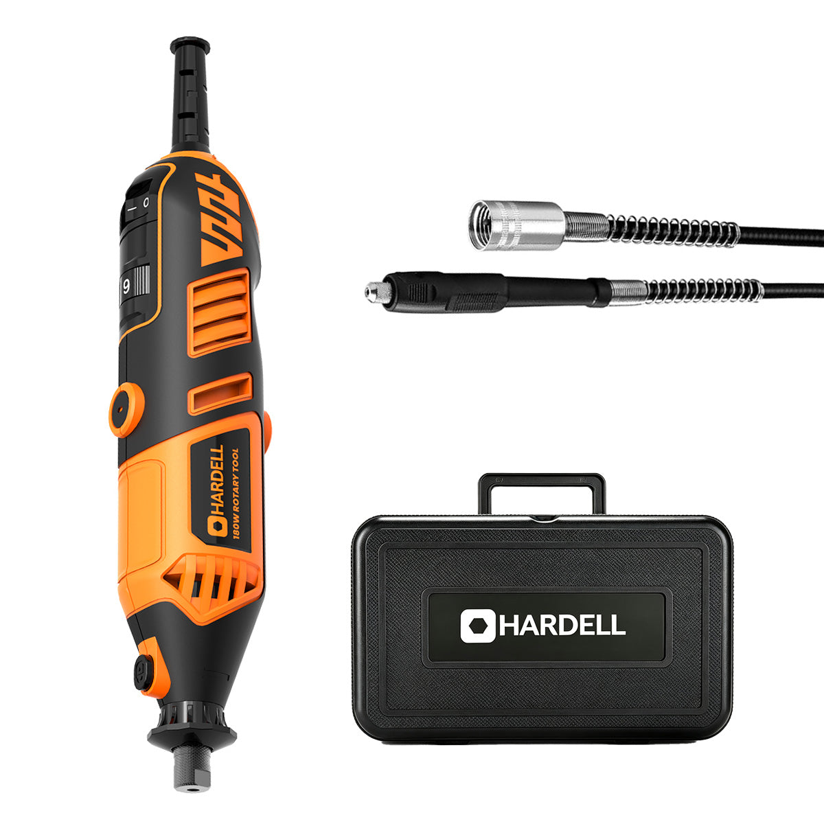 HARDELL Orange Pro 155pcs Rotary Tool Kit with Flex Shaft