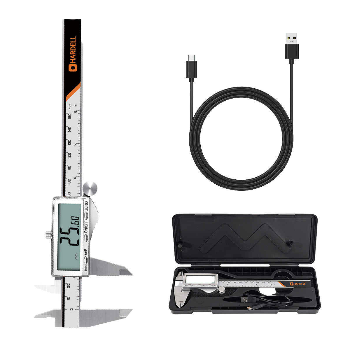 HARDELL 4V Black Rotary Tool Set with Caliper, Engraver & 287pc Kit