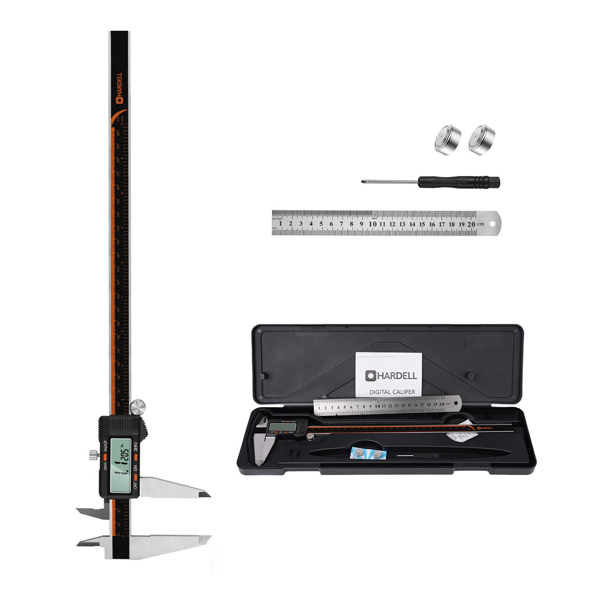 HARDELL 12" Digital Micrometer Caliper, Large LCD