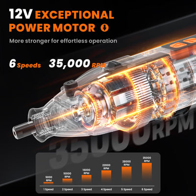 5 - Speed 12V Cordless Rotary Tool Kit with 80 Accessories 2Ah Battery - Hardell