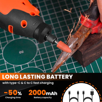 5 - Speed 12V Cordless Rotary Tool Kit with 80 Accessories 2Ah Battery - Hardell