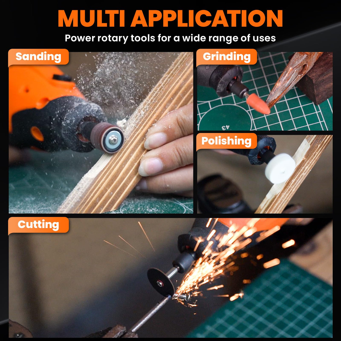 5 - Speed 12V Cordless Rotary Tool Kit with 80 Accessories 2Ah Battery - Hardell