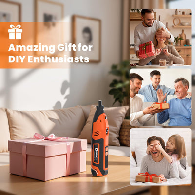 5 - Speed 12V Cordless Rotary Tool Kit with 80 Accessories 2Ah Battery - Hardell