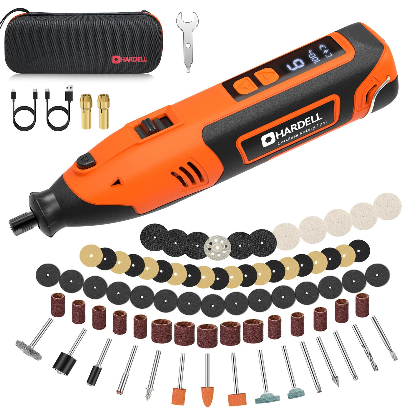 5 - Speed 12V Cordless Rotary Tool Kit with 80 Accessories 2Ah Battery - Hardell