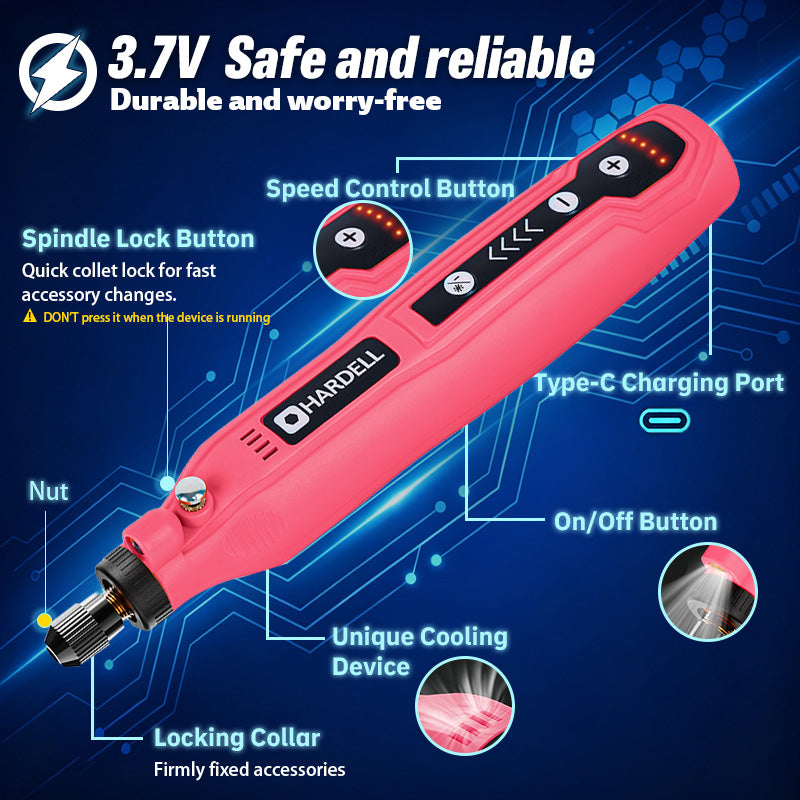 HARDELL Pink Essential 69pcs Cordless Rotary Kit