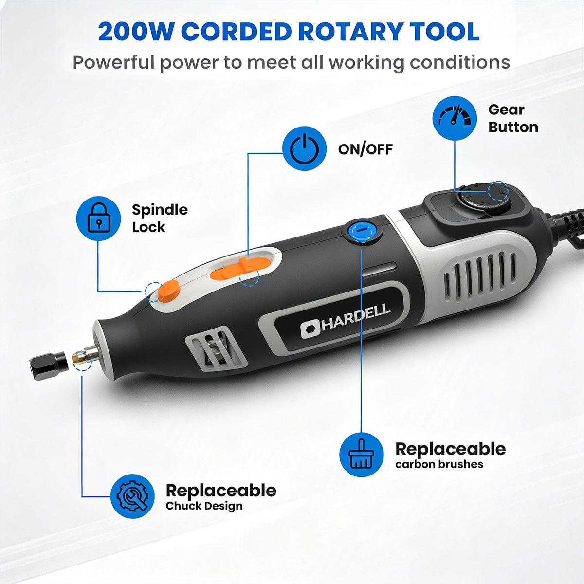 HARDELL Grey Ultimate 153pcs Rotary Tool Kit with Flex Shaft