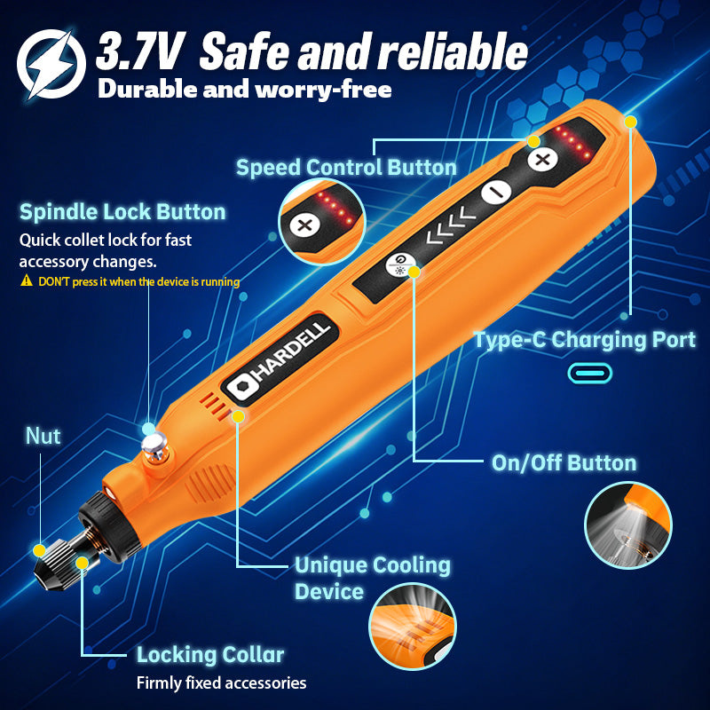 HARDELL Orange Essential 69pcs Cordless Rotary Kit
