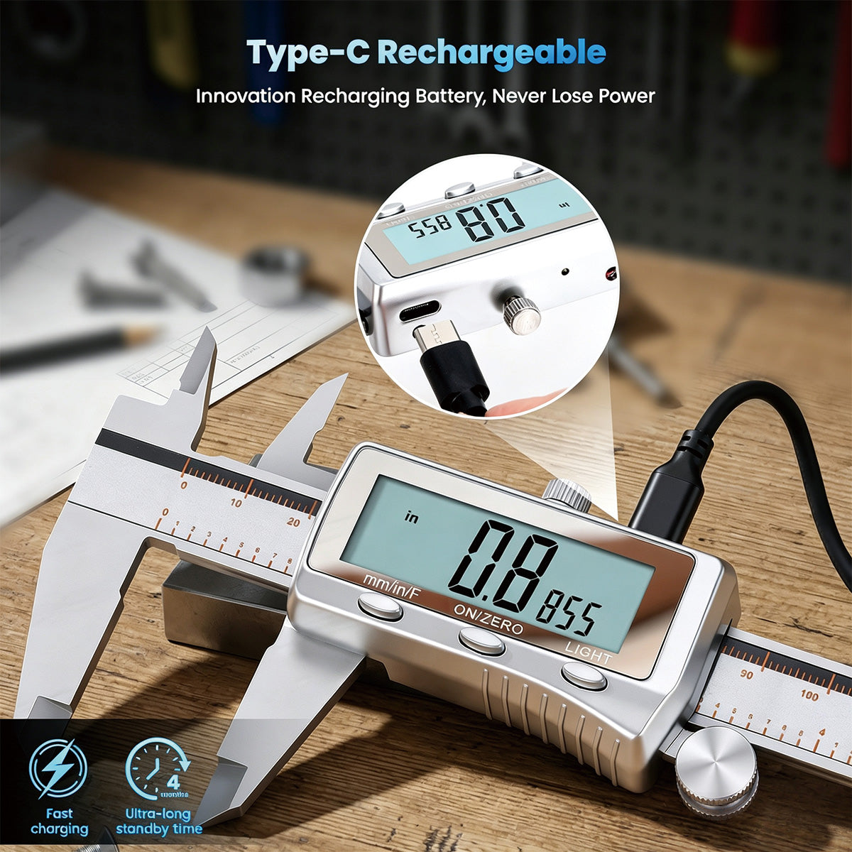 HARDELL Metal Advanced 6in Rechargeable Digital Caliper