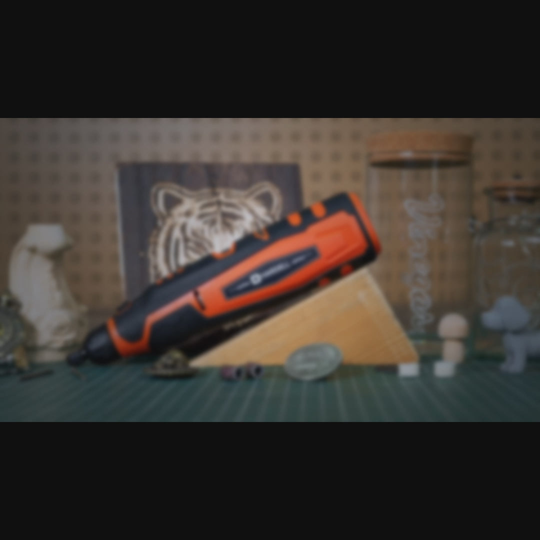 Load video: HARDELL Black Orange Advanced 94pcs Rotary Tool Kit