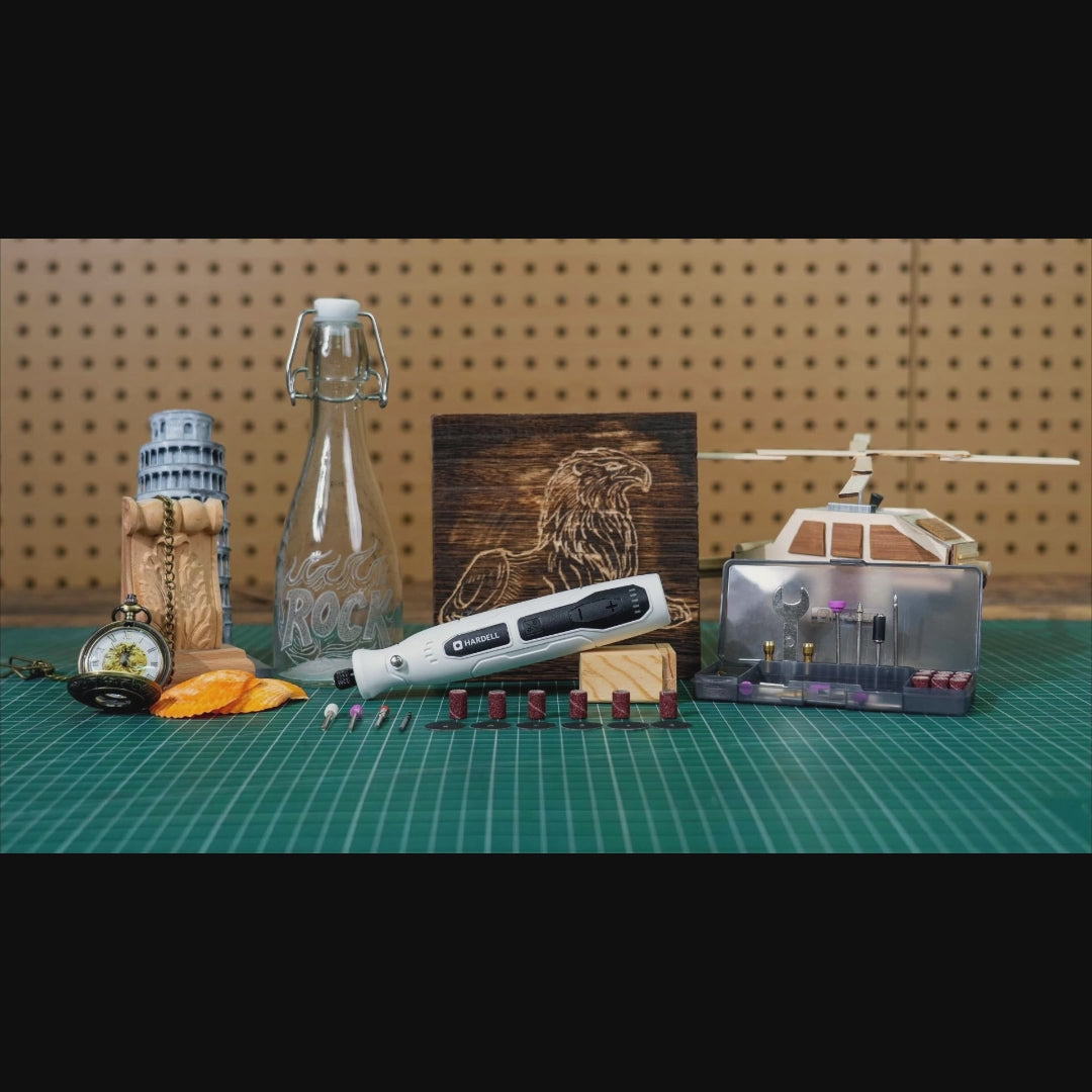 Load video: HARDELL Essential White 70pcs Rotary Tool Set