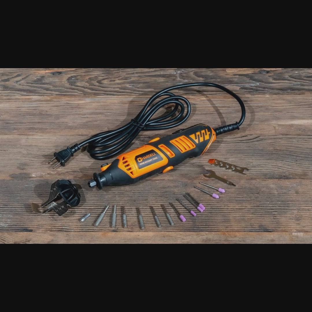 Load video: HARDELL Orange Pro 155pcs Rotary Tool Kit with Flex Shaft