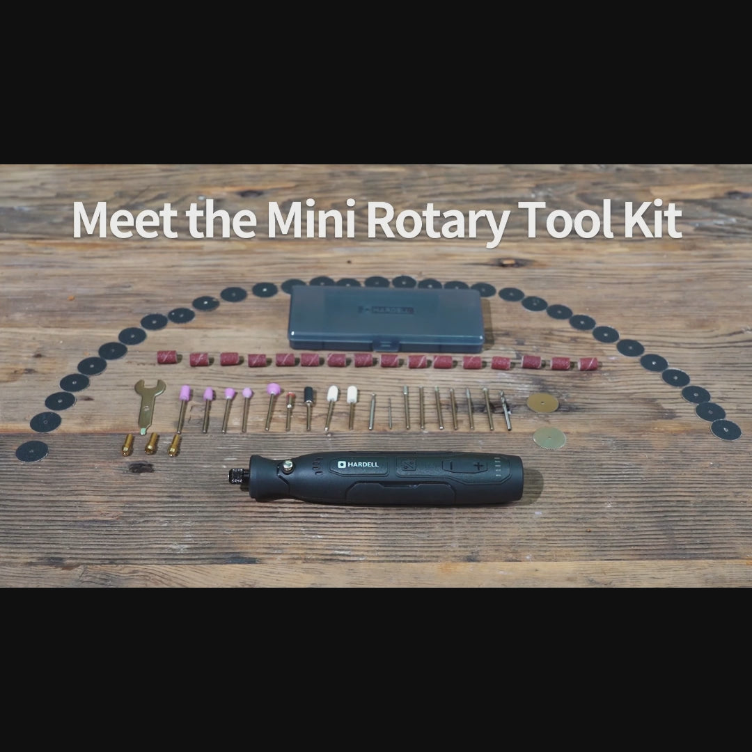 Load video: HARDELL Essential Black 70pcs Rotary Tool Set