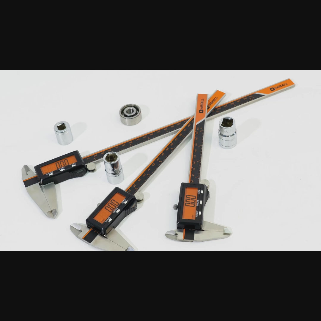 Load video: HARDELL Advanced Silver 12in Rechargeable Digital Caliper