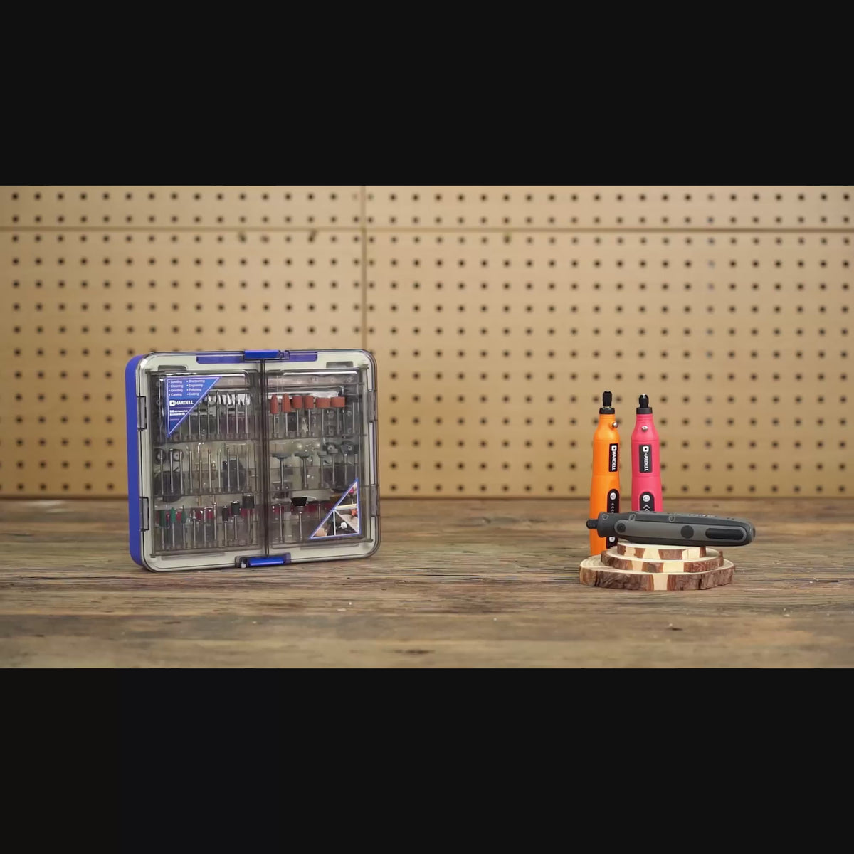 Load video: HARDELL Rotary Tool Accessories 508pcs 1/8in Shank Kit