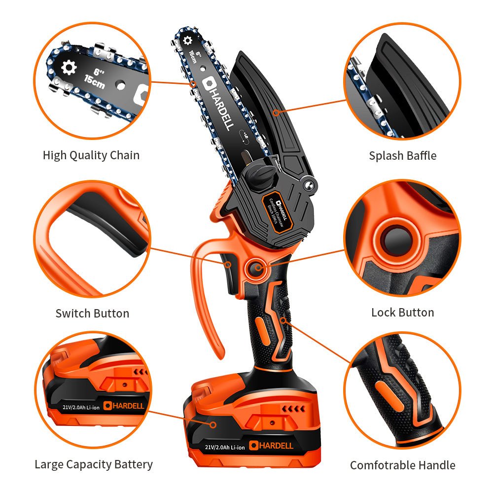 Mini Chainsaw With 1/2 2.0ah Battery, Cordless Power Chain Saws