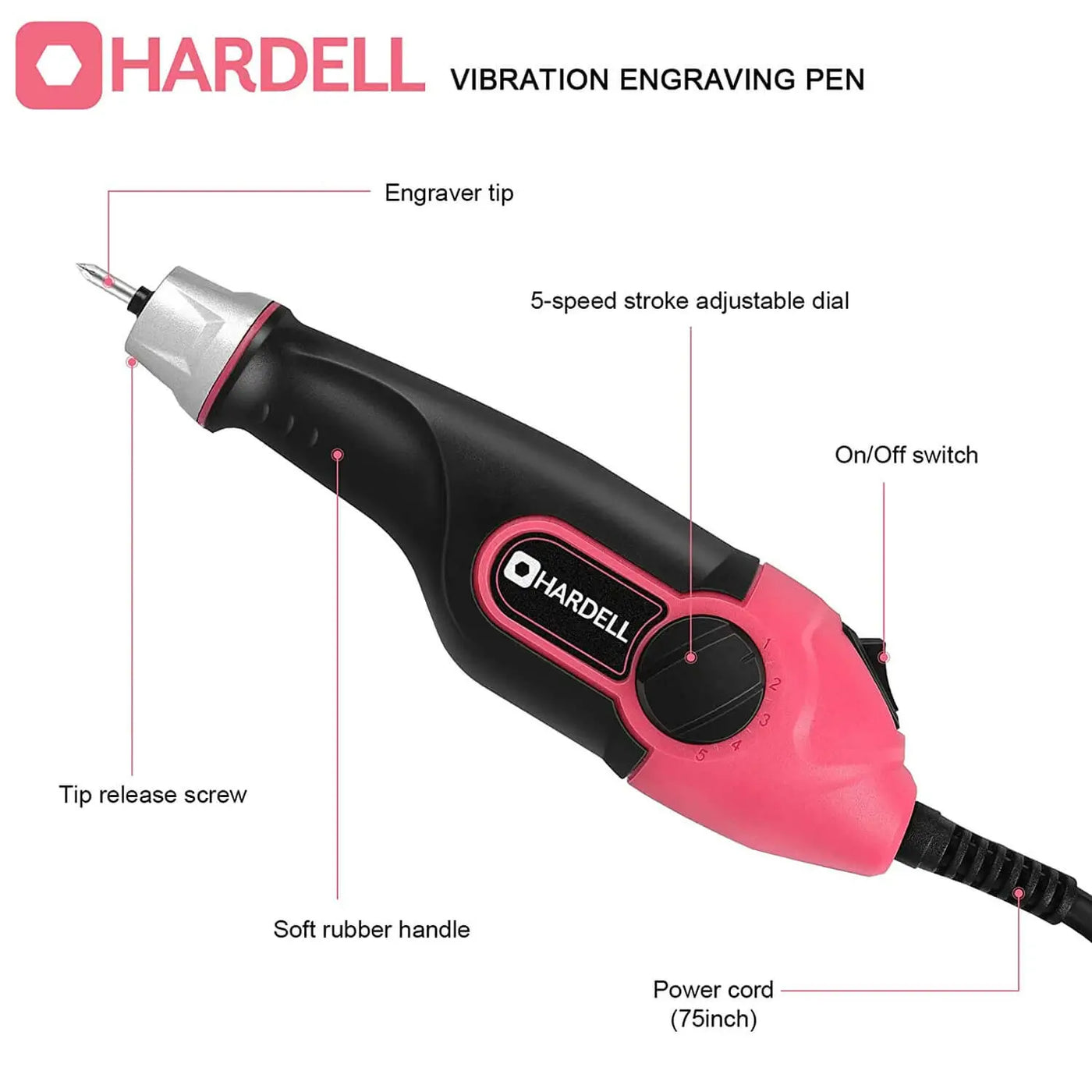  HARDELL 24W Engraver Pen, 5 Speed Engraving Tool with
