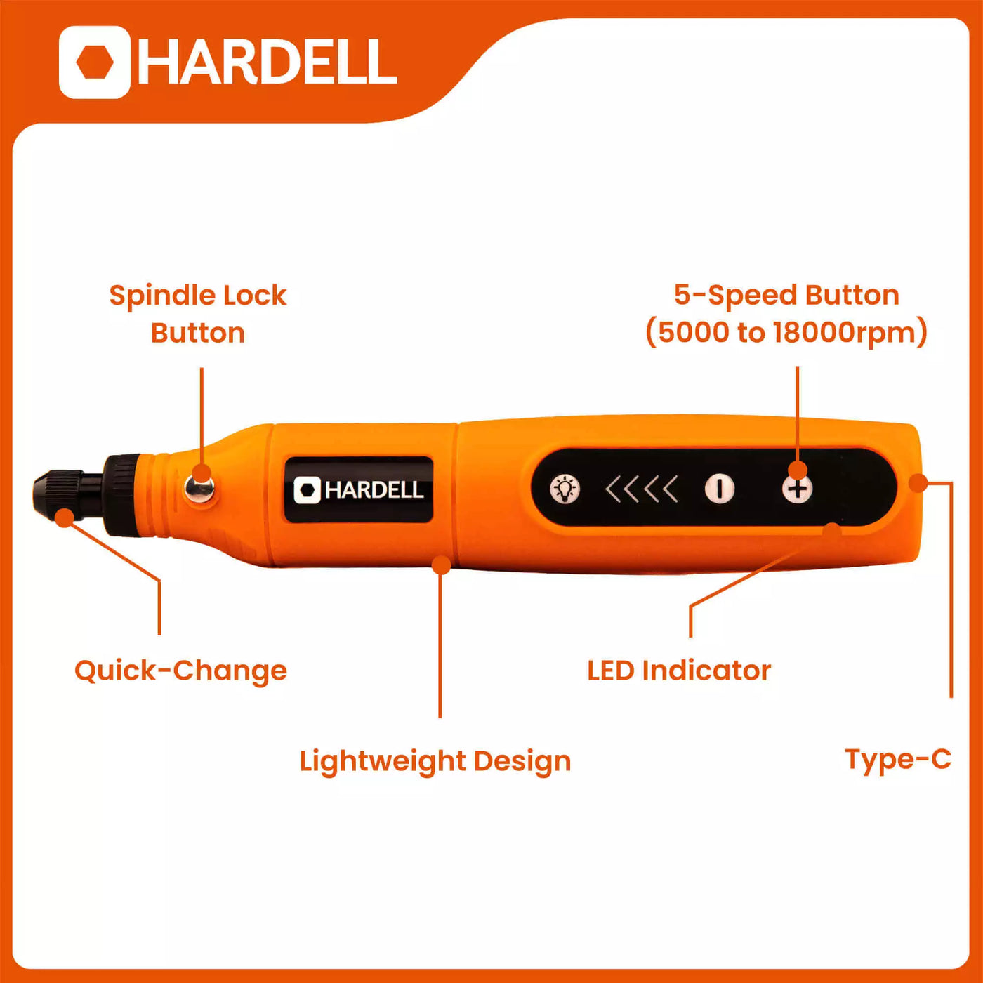 HARDELL 18V Mini Rotary Tool, Corded Rotary Tools, 4-Speed, Multi-Purpose Rotary  Tool Kit with 31 Accessories for Engraving, Drilling